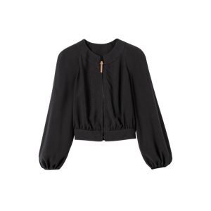Longchamp Vlna Blúzky Čierne | 537946-HOQ