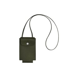 Longchamp With Cipkovane Forest Kozene Puzdro na Mobil Zelene | 580962-WRE
