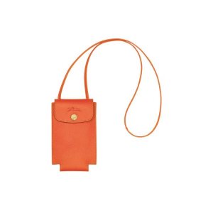 Longchamp With Cipkovane Kozene Puzdro na Mobil Oranžové | 183720-RXI