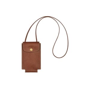 Longchamp With Cipkovane Kozene Puzdro na Mobil Hnede | 528430-PWL
