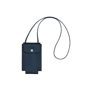 Longchamp With Cipkovane Kozene Puzdro na Mobil Námornícka Modrá | 605934-AYL