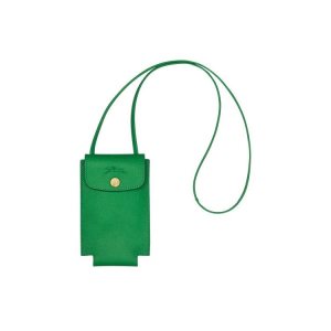 Longchamp With Cipkovane Kozene Puzdro na Mobil Zelene | 612093-RGT