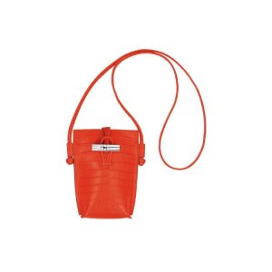 Longchamp With Cipkovane Kozene Puzdro na Mobil Oranžové | 760194-GQU