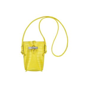 Longchamp With Cipkovane Kozene Puzdro na Mobil Citrón | 953281-GWI
