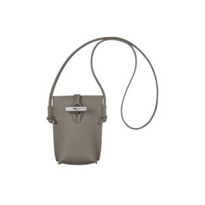 Longchamp With Cipkovane Turtledove Kozene Pouches Siva | 541839-FTG