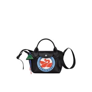 Longchamp Xs Kozene Kabelky Čierne | 908324-RJX