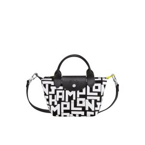Longchamp Xs Platene Kabelky Čierne Biele | 715462-GZD