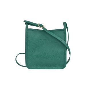 Longchamp Zipped S Kozene Crossbody Kabelka Siva Zelene | 387906-ZKR